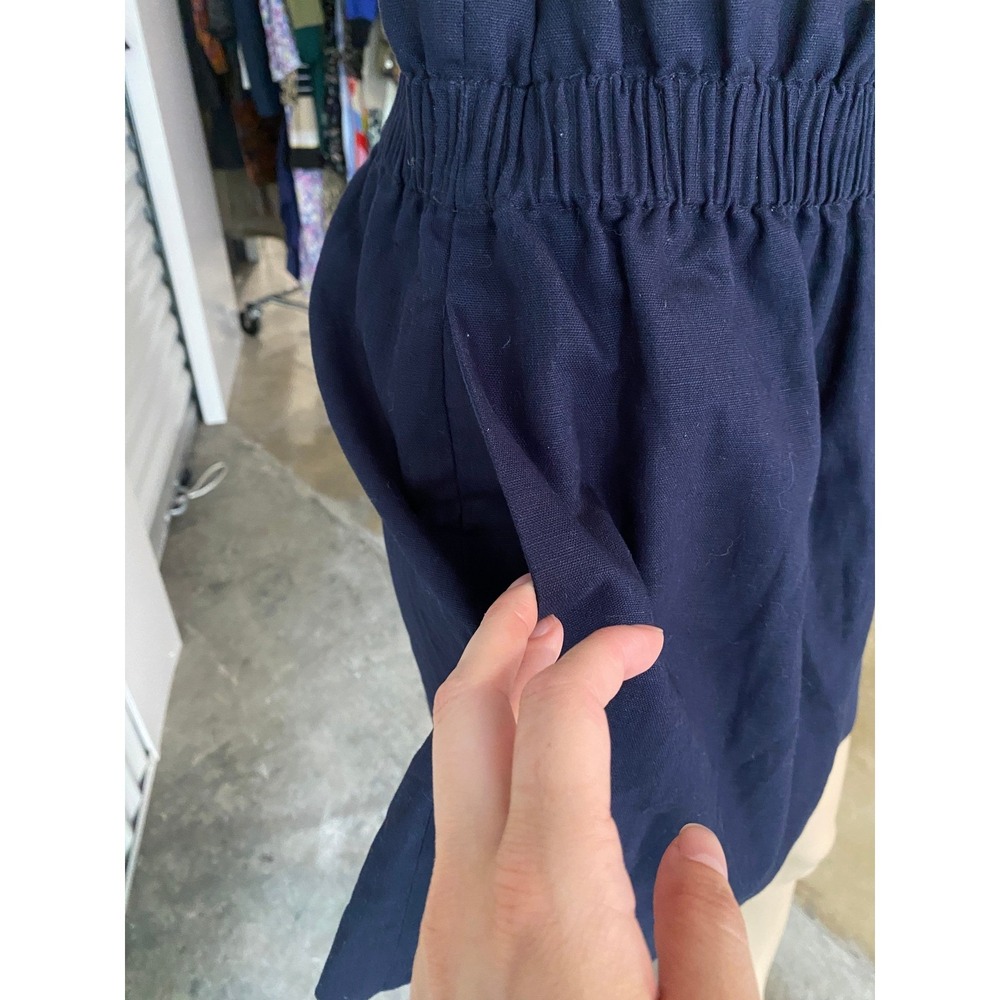J. CREW Womens Navy Blue Linen Blend Elastic Waist Mini Skirt Size 4 - Picture 3 of 8